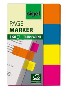   SIGEL Jelölőcímke, műanyag, 4x40 lap, 20x50 mm, SIGEL "614", vegyes szín