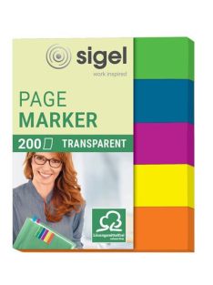   SIGEL Jelölőcímke, műanyag, 5x40 lap, 12x50 mm, SIGEL "615", vegyes szín