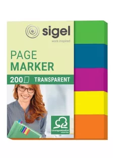   SIGEL Jelölőcímke, műanyag, 5x40 lap, 12x50 mm, SIGEL "615", vegyes szín