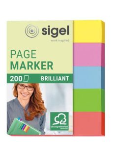   SIGEL Jelölőcímke, papír, 5x40 lap, 12x50 mm, SIGEL "Brilliant Mini", vegyes szín