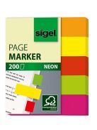 SIGEL Jelölőcímke, papír, 5x40 lap, 12x50 mm, SIGEL "Neon Mini", vegyes szín