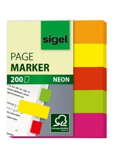   SIGEL Jelölőcímke, papír, 5x40 lap, 12x50 mm, SIGEL "Neon Mini", vegyes szín