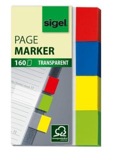   SIGEL Jelölőcímke, műanyag, 4x40 lap, 20x50 mm, SIGEL "Clear", vegyes szín
