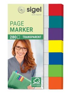  SIGEL Jelölőcímke, műanyag, 7x40 lap, 12x50 mm, SIGEL "Clear Mini", vegyes szín