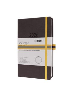   SIGEL Naptár, A5, heti, 2026, kemény borító, SIGEL "Linescape", szürke-sárga