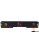 SPEEDLINK Hangszóró, 12W, 2x3.5 mm jack + USB-A, SPEEDLINK "GRAVITY RGB Stereo Soundbar", fekete