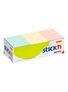 STICK N Öntapadó jegyzettömb, 38x51 mm, 12x100 lap, STICK N, pasztell színek
