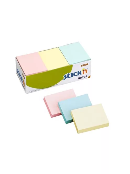 STICK N Öntapadó jegyzettömb, 38x51 mm, 12x100 lap, STICK N, pasztell színek
