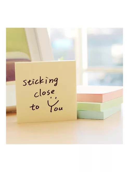 STICK N Öntapadó jegyzettömb, 76x76 mm, 100 lap, STICK N, pasztellsárga