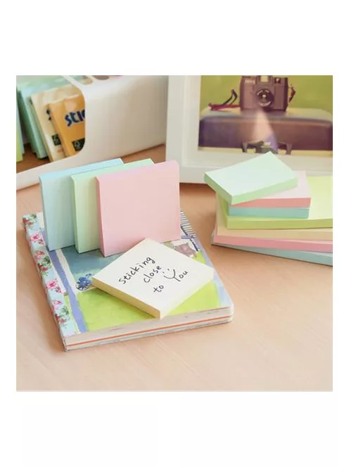 STICK N Öntapadó jegyzettömb, 76x76 mm, 100 lap, STICK N, pasztellsárga