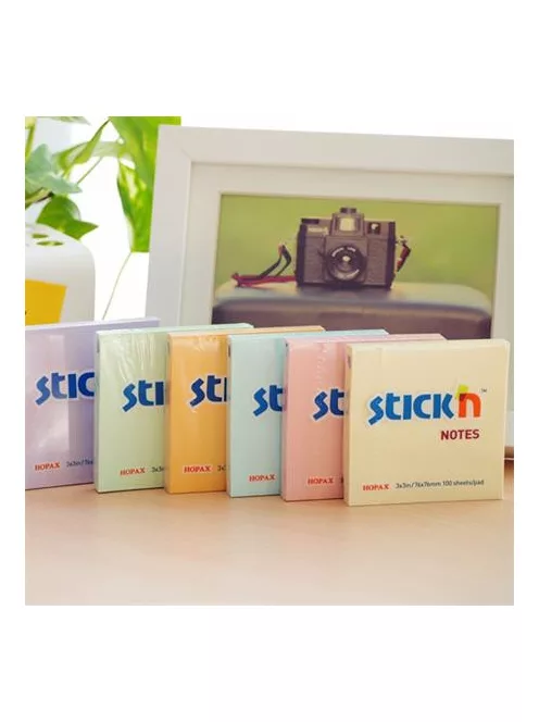 STICK N Öntapadó jegyzettömb, 76x76 mm, 100 lap, STICK N, pasztellsárga