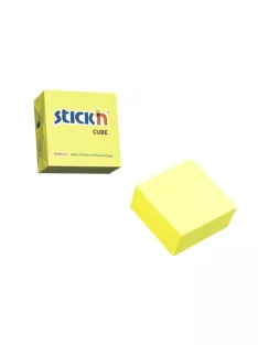   STICK N Öntapadó kockatömb, 76x76mm, 400 lap, STICK N, neonsárga