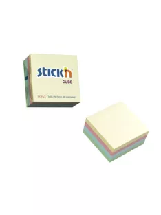   STICK N Öntapadó kockatömb, 76x76mm, 400 lap, STICK N, pasztell szivárvány