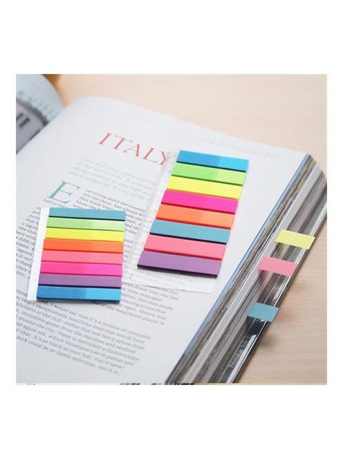 STICK N Jelölőcímke, műanyag, 5x25 lap, 45x12 mm, STICK N, neon színek