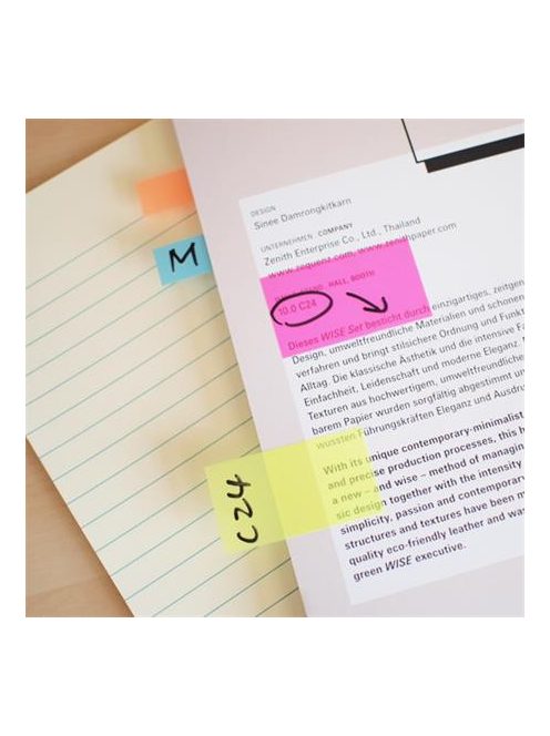 STICK N Jelölőcímke, műanyag, 5x25 lap, 45x12 mm, STICK N, neon színek