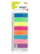 STICK N Jelölőcímke, műanyag, 8x25 lap, 45x12 mm, STICK N, neon színek
