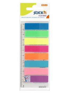  STICK N Jelölőcímke, műanyag, 8x25 lap, 45x12 mm, STICK N, neon színek
