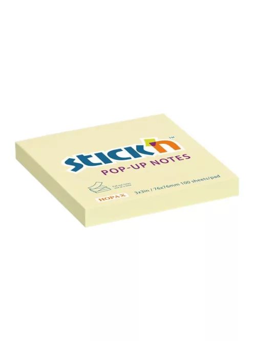 STICK N Öntapadó jegyzettömb, "Z", 76x76 mm, 100 lap, STICK N, sárga