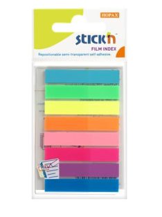   STICK N Jelölőcímke, műanyag, 8x20 lap, 45x8mm, STICK N, neon színek