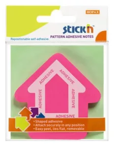   STICK N Öntapadó jegyzettömb, nyíl alakú, 70x70 mm, 50 lap, STICK N, magenta