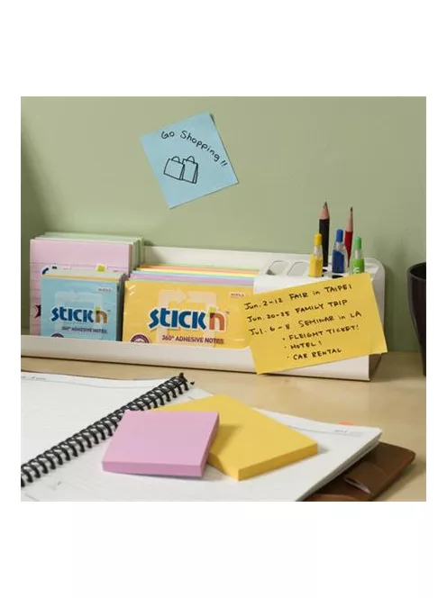 STICK N Öntapadó jegyzettömb, 76x127 mm, 100 lap, STICK N „360°, zöld