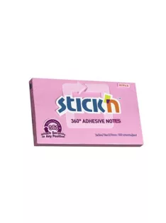   STICK N Öntapadó jegyzettömb, 76x127 mm, 100 lap, STICK N „360°”, rózsaszín