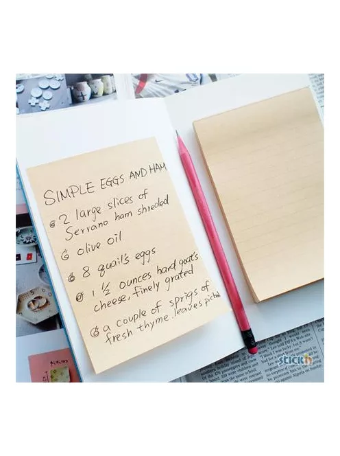 STICK N Öntapadó jegyzettömb, vonalas, 150x101 mm, 100 lap, STICK N "Kraft Notes"