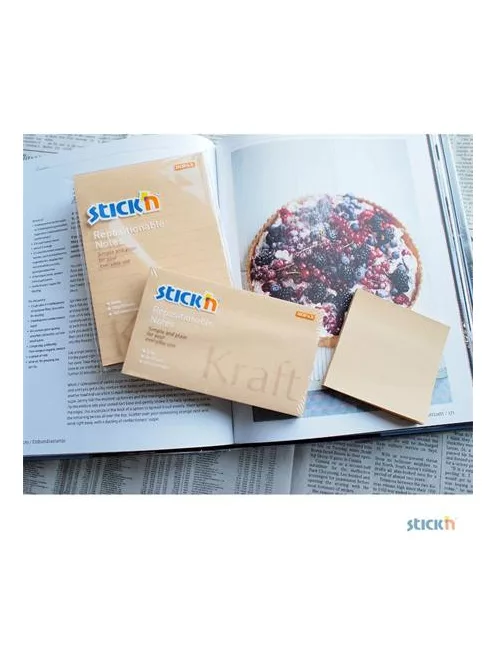 STICK N Öntapadó jegyzettömb, vonalas, 150x101 mm, 100 lap, STICK N "Kraft Notes"