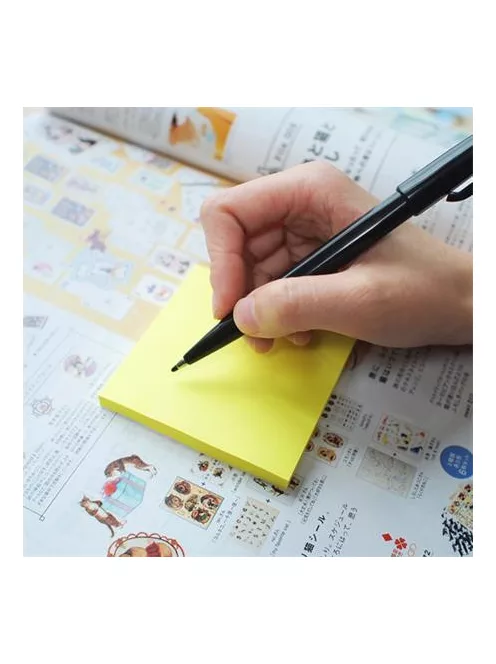 STICK N Öntapadó jegyzettömb, 76x76 mm, 90 lap, STICK N "Extra Sticky", neon sárga