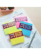 STICK N Öntapadó jegyzettömb, 76x76 mm, 90 lap, STICK N "Extra Sticky", neon sárga