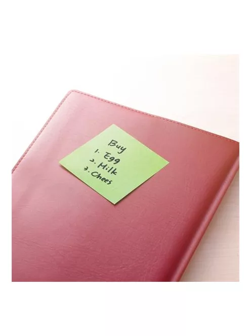 STICK N Öntapadó jegyzettömb, 76x76 mm, 90 lap, STICK N "Extra Sticky", neon sárga