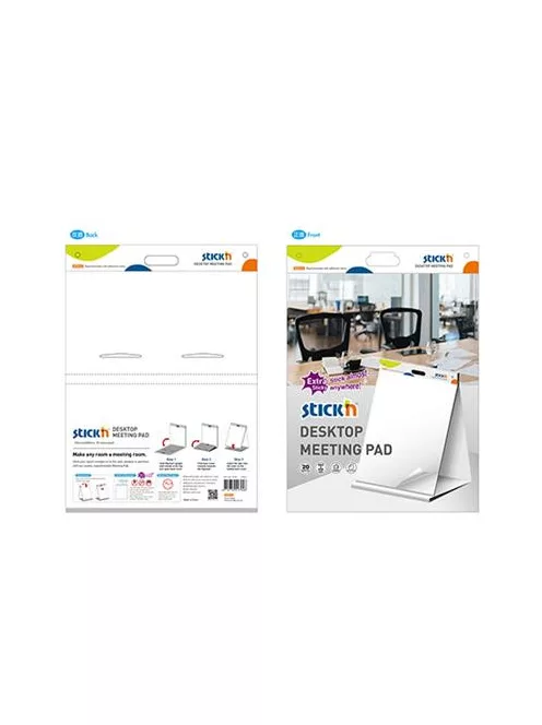 STICK N Asztali flipchart tömb, öntapadó, 584x508 mm, 20 lap, STICK N, fehér