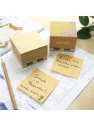 STICK N Öntapadó jegyzettömb, 76x76 mm, 400 lap, mini raklap, STICK N "Kraft Cube", barna