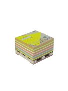 STICK N Öntapadó jegyzettömb, 76x76 mm, 400 lap, mini raklap, STICK N "Kraft Cube", vegyes színek