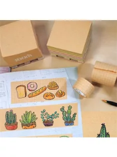   STICK N Öntapadó jegyzettömb, 76x76 mm, 400 lap, mini raklap, STICK N "Kraft Cube", vegyes színek