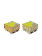STICK N Öntapadó jegyzettömb, 76x76 mm, 400 lap, mini raklap, STICK N "Kraft Cube", vegyes színek