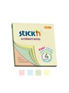 STICK N Öntapadó jegyzettömb, 76x76 mm, 100 lap, STICK N, pasztell színek