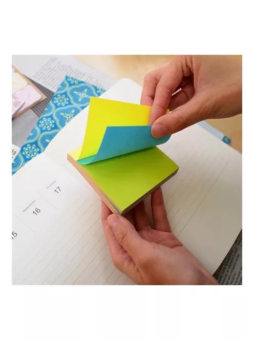 STICK N Öntapadó jegyzettömb, 76x76 mm, 100 lap, STICK N, neon színek