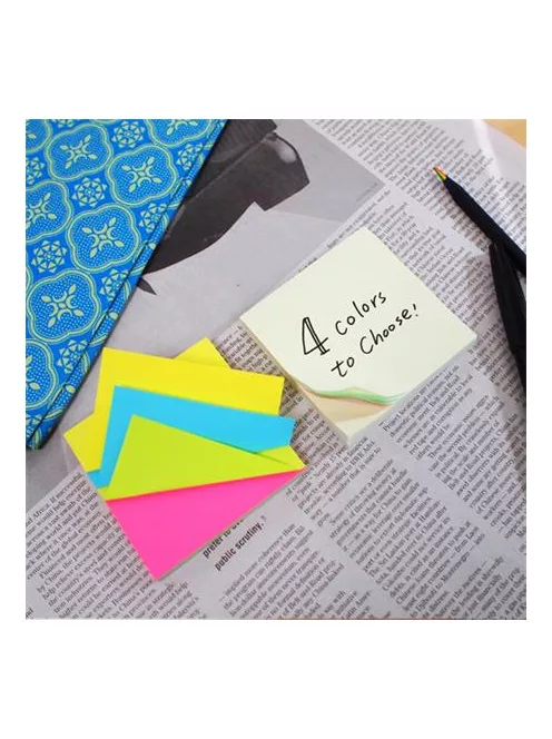 STICK N Öntapadó jegyzettömb, 76x76 mm, 100 lap, STICK N, neon színek