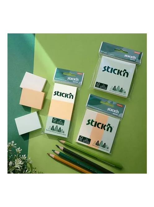 STICK N Öntapadó jegyzettömb, 38x51 mm, 3x100 lap, STICK N, pasztell színek