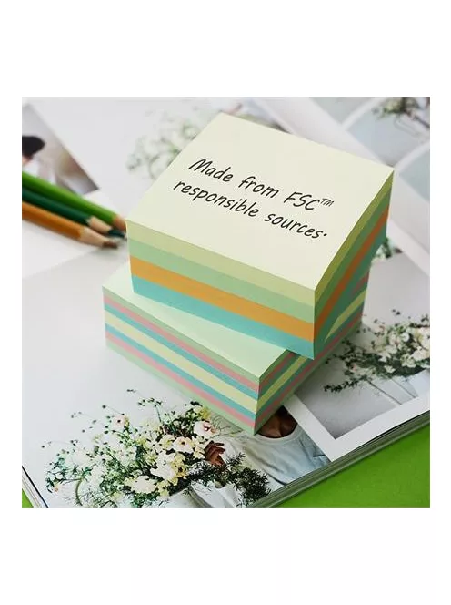 STICK N Öntapadó kockatömb, 76x76mm, 400 lap, STICK N, erdő színei pasztell mix