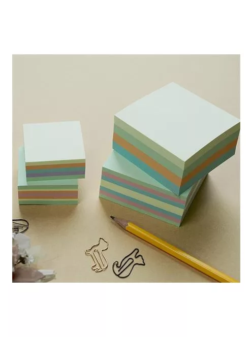 STICK N Öntapadó kockatömb, 76x76mm, 400 lap, STICK N, erdő színei pasztell mix