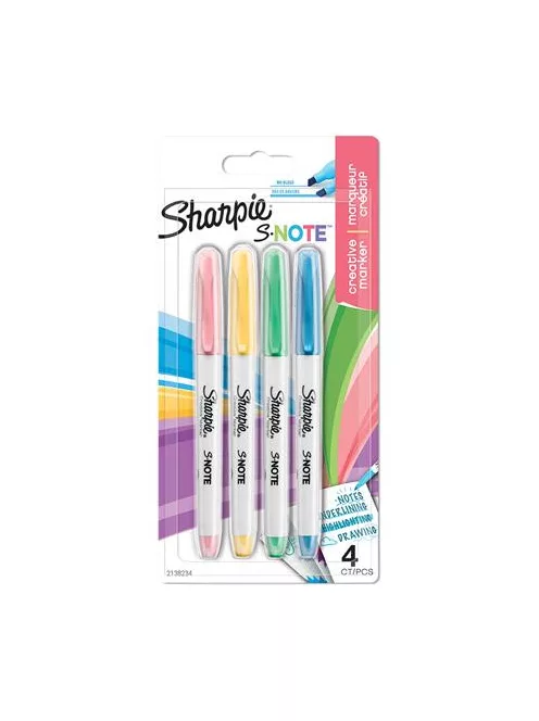SHARPIE Filctoll készlet, vágott,  SHARPIE "S-Note", 4 különböző szín