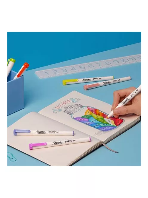 SHARPIE Filctoll készlet, vágott,  SHARPIE "S-Note", 4 különböző szín