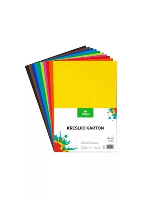 STEPA Rajzlap A4, 180g, 10 lap, STEPA, vegyes színek
