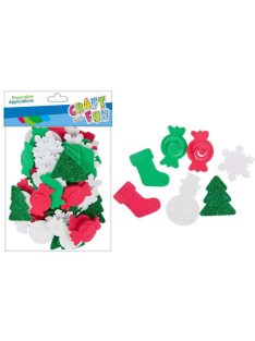   Dekorgumi, öntapadós, karácsonyi formák, 80 db-os, piros-fehér-zöld formák