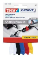 TESA Kábelkötegelő, tépőzáras, TESA "On&Off", vegyes színek