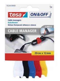   TESA Kábelkötegelő, tépőzáras, TESA "On&Off", vegyes színek
