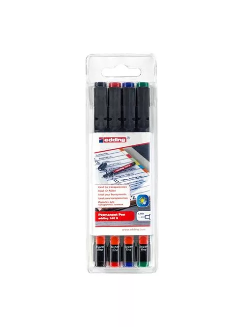 EDDING Alkoholos marker készlet, OHP, 0,3 mm, EDDING "140 S", 4 különböző szín