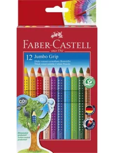   FABER-CASTELL Színes ceruza készlet, háromszögletű, FABER-CASTELL "Jumbo Grip", 12 különböző szín